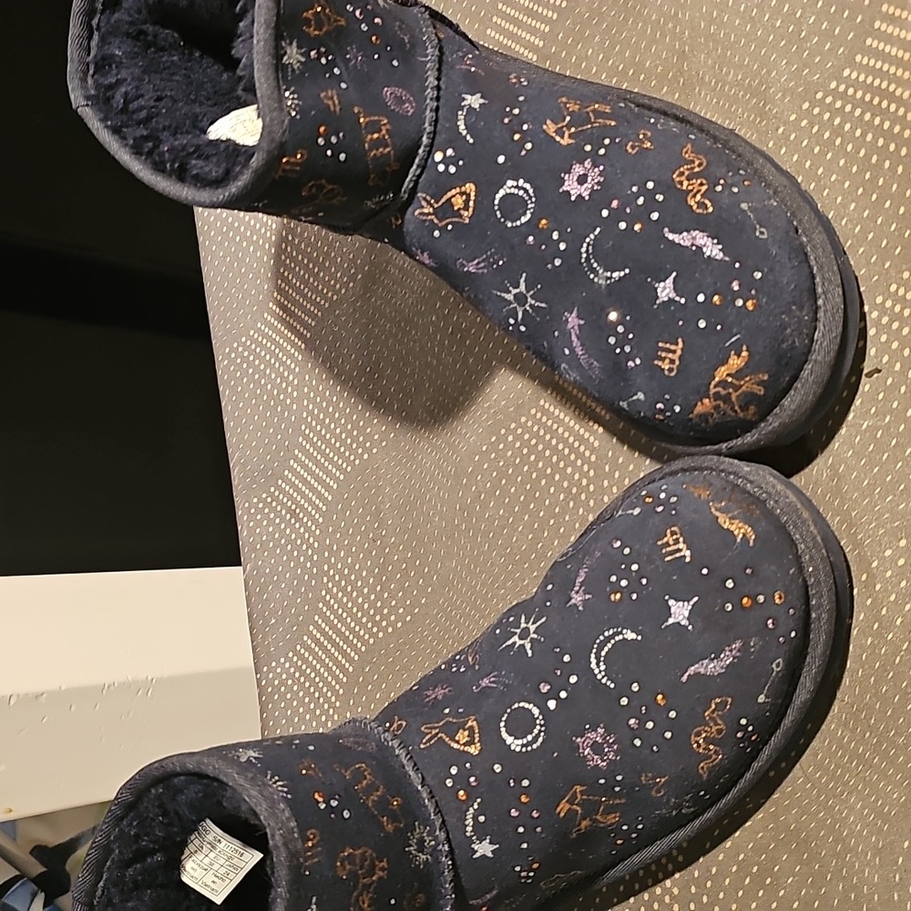 UGG Navy Faux-Fur Lined Women's Zodiac Boots. Size 7..free Shpg - Picture 6 of 9